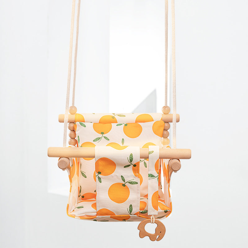 Load image into Gallery viewer, Cotton Canvas Baby Swing Chair Hanging Swing Indoor Outdoor Safety Baby Children&#39;s Toy Wooden Seat With Cushion Baby Room Decor
