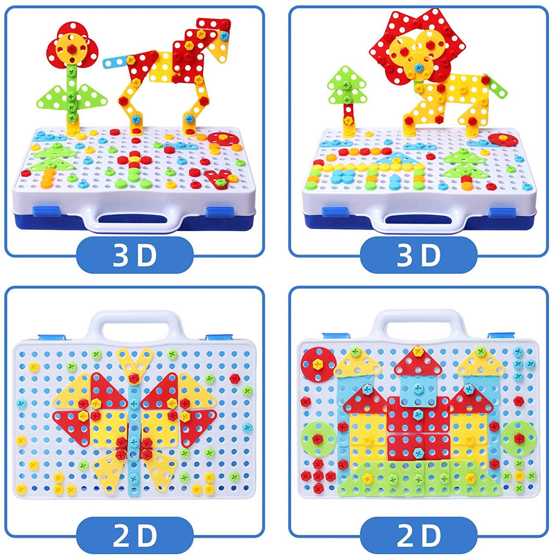 Load image into Gallery viewer, 237 Pieces Creative Toy Drill Puzzle Set, STEM Learning Educational Toys, 3D Construction Engineering Building Blocks for Boys and Girls Ages 3 4 5 6 7 8 9 10 Year Old,Amazon Platform Banned

