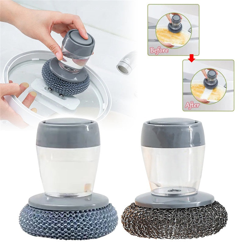 Load image into Gallery viewer, Kitchen Soap Dispensing Palm Brush Cleaner Push-type Brush Kitchen Detergent Tools

