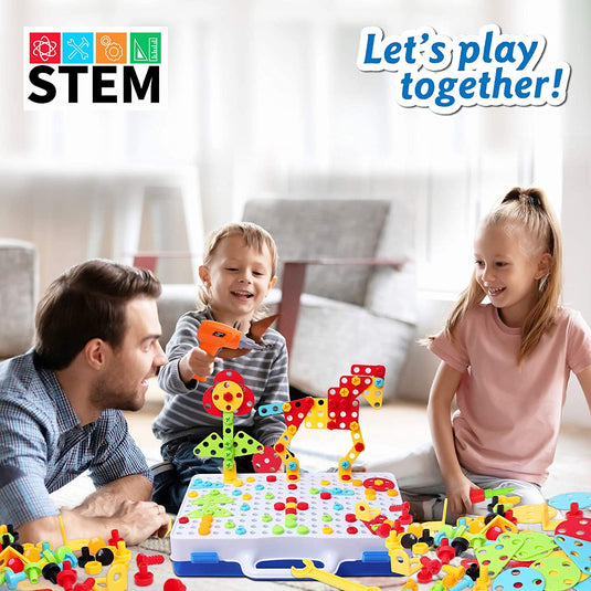 237 Pieces Creative Toy Drill Puzzle Set, STEM Learning Educational Toys, 3D Construction Engineering Building Blocks for Boys and Girls Ages 3 4 5 6 7 8 9 10 Year Old,Amazon Platform Banned