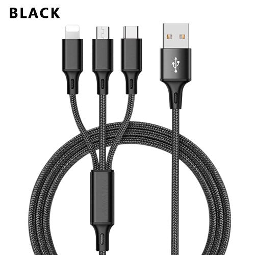 Load image into Gallery viewer, 3 In 1 USB Cable For &#39;IPhone XS Max XR X 8 7 Charging Charger Micro USB Cable For Android USB TypeC Mobile Phone Cables
