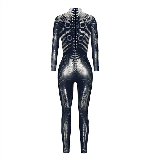 Amazon Explosive Skeleton Slim Women's Personality Nine-point Jumpsuit Leggings
